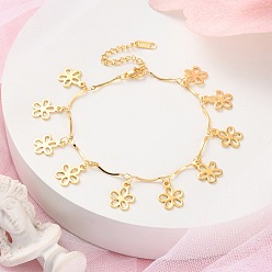 Цветок 304 браслеты с подвесками из нержавеющей стали для женщин, с карабин-лобстерами , золотые, цветок, 8-1/8 дюйм (20.5 см)