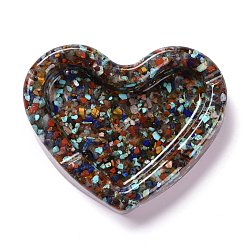 Смешанные камни Пепельница из смолы с натуральной смешанной каменной крошкой, украшение стола в домашнем офисе, сердце, 103x121x27 мм, внутренний диаметр: 96x60 мм