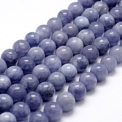 White Jade Natural White Jade Imitation Aquamarine Beads Strands, Round, Dyed, Medium Purple, 10mm, Hole: 1.2mm, about 37pcs/strand, 14.7 inch