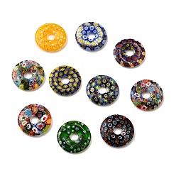 (52) Непрозрачная лаванда Стекло ручной работы тысячецветник бисера, пончик / пи-диск, разноцветные, 20x3~4 мм, отверстие : 5 мм