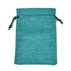 Темный Голубой Мешки мешка шнурка упаковки мешка мешка имитационные полиэфирные, на Рождество, свадьба и упаковка поделки, темные голубые, 14x10 см