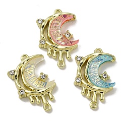 Золотой Подвески из сплава со стразами, cmолой, без свинца, без кадмии и без никеля, Луна прелести, золотые, 23x16x4.5 мм, отверстие : 1 мм