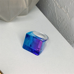 Синий Имитация колец из смолы, имитирующих конфеты, квадратный, синие, 17 мм