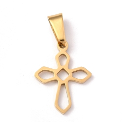 Золотой 304 подвески из нержавеющей стали, крестик, золотые, 19x15x1.2 мм, отверстие : 3.5x7 мм