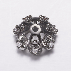 Черный Цвет Металла Латунь микро проложить кубический цирконий шарик, без кадмия и без свинца, мульти-лепесток, металлический черный , 12x4 мм, отверстие : 1 мм