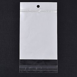 Белый Прямоугольник ОПП целлофановые мешки, самозапечатывающиеся пакеты с отверстием для подвешивания, белые, 17x9x0.01 см, отверстие : 7 мм, Внутренний размер: 14.6x9 см