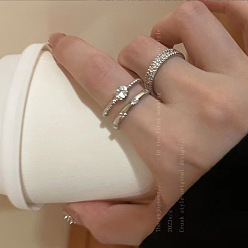 Платина Наборы колец из сплава для женщин, платина, внутренний диаметр: 14~20 мм, 3 шт / комплект