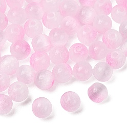 Pink Baking Paint Glass Beads, Imitation Cat Eye, Round, Two Tone, Pink, 5.5x6mm, Hole: 1.2mm, about 4000pcs/1000g