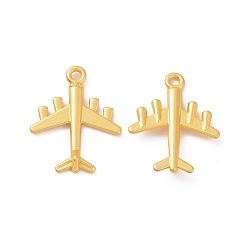 Matte Gold Color Rack Plating Alloy Pendant, Airplane Charms, Matte Gold Color, 27.5x22x4.5mm, Hole: 2mm