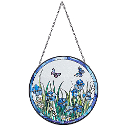 Черный Плоский круглый со стеклянным подвесным ловцом солнца в форме бабочки, наружное и внутреннее украшение для окон, чёрные, 355 мм