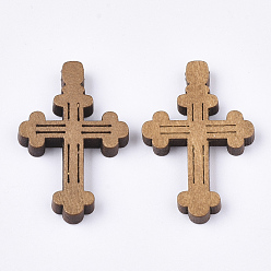 Верблюжий Деревянные подвески, окрашенные, крестик, верблюжие, 33x21.5x4 мм, отверстие : 1.5 мм
