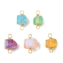 Настоящее золото 18K 5шт. гальванизированные подвески из натурального кварца, колонка, с медной проволокой, реальный 18 k позолоченный, 23.5~24x11~16.5x8.5~13.5 мм, отверстие : 4 мм