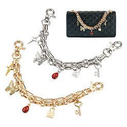 Платиновый & Золотой 2 шт. 2 стили бабочка звезда бабочка сплав и стекло подвеска-брелок алюминиевая цепочка сумка декоративные цепочки, аксессуары для замены сумок, платиной и золотом, 205 мм, 1 шт / стиль