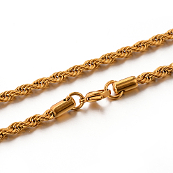 Золотой 304 из нержавеющей стальной трос цепи ожерелья, золотые, 23.2 дюйм (58.9 см), 4 мм