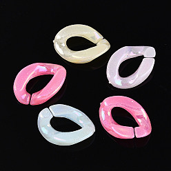 (52) Непрозрачная лаванда Пластиковые быстроразъемные соединители, витых овальных, имитация желе, с покрытием AB цвета, разноцветные, 23.5x16.5~17x5 мм, Около 833 шт / 500 г