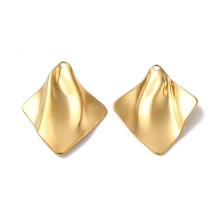 Настоящее золото 18K Ионное покрытие (ip) 304 кулон из нержавеющей стали, ромбовидный шарм, реальный 18 k позолоченный, 34x29.5x5 мм, отверстие : 1.8 мм