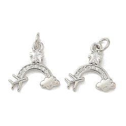 Платина Латунные микро проложить кубического циркония подвески, радуга с подвесками в виде самолета, долговечный, без кадмия и без свинца, стойки покрытие, с целью перехода в кольце, платина, 14.5x14.5x3.5 мм, отверстие : 3.3 мм