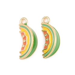 Plaqué 18K Or Véritable Laiton émail pendentifs, charmes de cantaloup, réel 18 k plaqué or, 19x8x6mm, Trou: 1.8mm