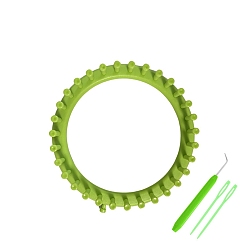 Желто-Зеленый Круглый пластиковый ткацкий станок для вязальной машины, шапка шарф шаль свитер носок одеяла инструмент для изготовления, включая спицы и крючок, желто-зеленый, 19 см