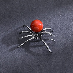 Красный Камень Натуральная красная яшма, украшения для домашней вечеринки на Хэллоуин, паук, 40x47 мм