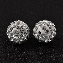 Crystal Pave Disco Ball Beads, Polymer Clay Rhinestone Beads, Grade A, Crystal, PP13(1.9~2mm), 10mm, Hole: 1mm