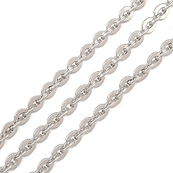 Platino Cadenas de cable de latón, soldada, con carrete, larga duración plateado, chapado en rack, sin plomo y el cadmio, Platino, 5.8x4.5x1 mm
