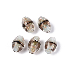 Белый Дым Двухцветные бусины из фольги ручной работы, барабанщиков, серый, 17~19x11~12.5 мм, отверстие : 0.8~1.4 мм