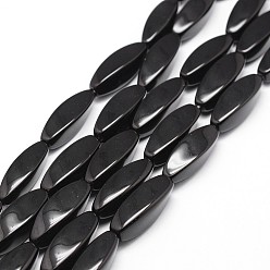Black Onyx Бусины из натурального черного оникса, класс А, окрашенная и подогревом, Twist овальные, 30x10 мм, отверстие : 1.2 мм, около 13 шт / нитка, 15.16 дюйм ~ 15.35 дюйм
