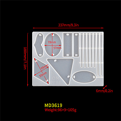 White Hair Accessories Silicone Molds, Resin Casting Molds, For UV Resin, Epoxy Resin Craft Making, Geometric Pattern, White, 237x180x6mm