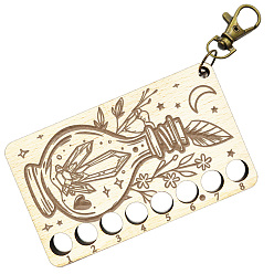 Bottle 8-позиционные деревянные лотки для хранения ниток для вышивания, держатель-органайзер для катушек с нитками, вырезанный лазером, с поворотной застежкой, бутылка, 100x60x3 мм, отверстие : 10 мм