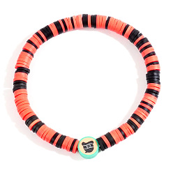 Лайм Браслеты из полимерной глины хейши на Хэллоуин, пластиковые украшения для женщин, круг с полицией, желто-зеленые, 6.89 дюйм (17.5 см)