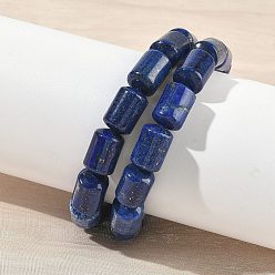 Ляпис-Лазурь Браслеты из окрашенных в колонном стиле бусин из натурального лазурита, эластичные, для женщин и мужчин., внутренний диаметр: 2.17 дюйм (5.5 см)