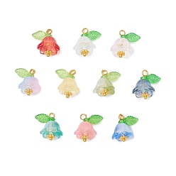 (52) Непрозрачная лаванда 30 шт. Стеклянные подвески, лотос, с латунной петлей и акрилом, разноцветные, 16x14x11 мм, отверстие : 2 мм