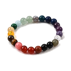 Смешанные камни Бохо-стиль натуральные смешанные драгоценные камни круглые бусины эластичные браслеты для мужчин, с большим смыслом