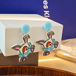 Envelope Пасхальные акриловые серьги-подвески, синие, конверт, 49x32 мм