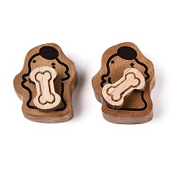 Цвет Древесины Натуральные бусины из дерева зизифуса, собачья кость, 2-луночное, деревесиные, 24~24.5x19x11.5 мм, отверстие : 1.6~1.8 мм