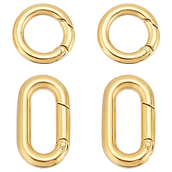 (52) Непрозрачная лаванда 4 шт. 2 стили ионное покрытие (IP) 304 пружинные затворные кольца из нержавеющей стали, круглое кольцо и овальное, золотые, 12x2.3 мм, 2 шт / стиль