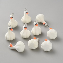 Утка Подвески из флокированной смолы, с петлей, утка, 29.5x18x17.5 мм, отверстие : 1.8 мм