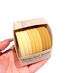 Mixed Color 9Pcs Elastic Fibers Hair Ties, Mixed Color, 50mm, 9pcs/box