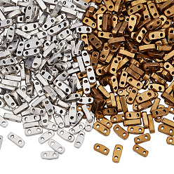 (52) Непрозрачная лаванда 960шт 2 цвета стеклянный бисер с гальванопокрытием, 2-луночное, металлических цветов, прямоугольные, разноцветные, 4.5~5x2x1~1.5 мм, отверстие : 0.5~0.8 мм, 480 шт / цвет