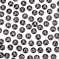 Half Round Кабошоны из стекла, полукруглый с буквой a ~ z, Шаблон письма, 12x4 мм, 104 шт / пакет