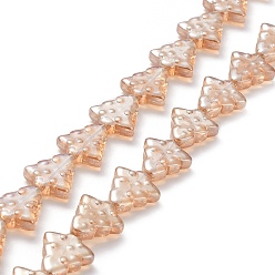 Седло Коричневый Прозрачные стеклянные бусины гальваническим пряди, гальваническое покрытие, Рождественские елки, седло коричневый, 15.5~16x14.5~15x4.5~5 мм, отверстие : 1 мм, около 40 шт / нитка, 25.20~25.59 (64~65 см)