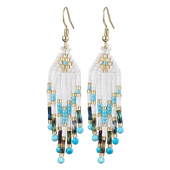 Магнезит Плетеные бусины и серьги с кисточками из натурального магнезита, 304 серьги с подвесками из нержавеющей стали для женщин, 70x15 мм