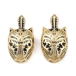 Черный Латунные шарики циркония кубической, животное, без свинца и без кадмия, долговечный, реальный 18 k позолоченный, стойки покрытие, чёрные, 15x8x4 мм, отверстие : 1.6 мм