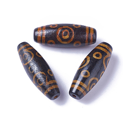 13-Eye Тибетский стиль 13 бусины дзи, природных бисера агат, рис, 28~30x9.5~10.5 мм, отверстие : 1.5~2 мм