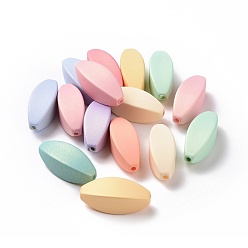 (52) Непрозрачная лаванда Прорезиненные бисера стиль акриловые, с блеском порошок, дыня, разноцветные, 31.5x12x12 мм, отверстие : 2 мм, Около 136 шт / 500 г