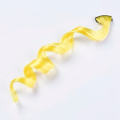 Желтый Модные женские аксессуары для волос, железные оснастки для волос, с красочными париками из химических волокон, желтые, 50x3.25 см