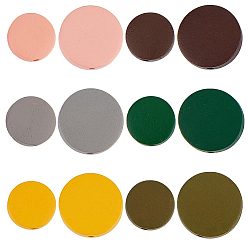 (52) Непрозрачная лаванда 144 шт. 12 стили, окрашенные распылением бусины из натурального дерева, плоско-круглые, разноцветные, 15~20x4~5 мм, отверстие : 1.8~2 мм, 12 шт / стиль