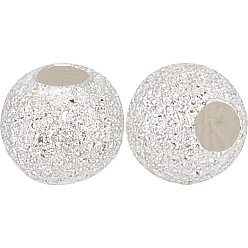 Серебро 26 шт. круглые 925 текстурированные бусины из стерлингового серебра, серебряные, 4 мм, отверстие : 1.2 мм