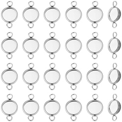 Нержавеющая Сталь Цвет 60 шт. 304 Настройки для коннектора кабошона из нержавеющей стали, чашки безель с краями, плоско-круглые, цвет нержавеющей стали, лоток : 8 мм, 16x10x2 мм, отверстие : 2 мм